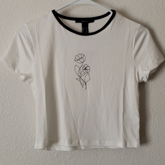 Forever 21 Floral Line Art Graphic Tee Size M - Picture 5 of 9